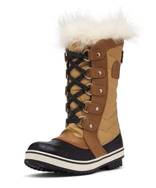 SOREL – Youth Tofino II Winter Snow Boots with Faux Fur Cuff (Black/Quarry)