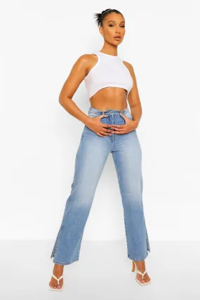 Split Hem Wide Leg Jeans