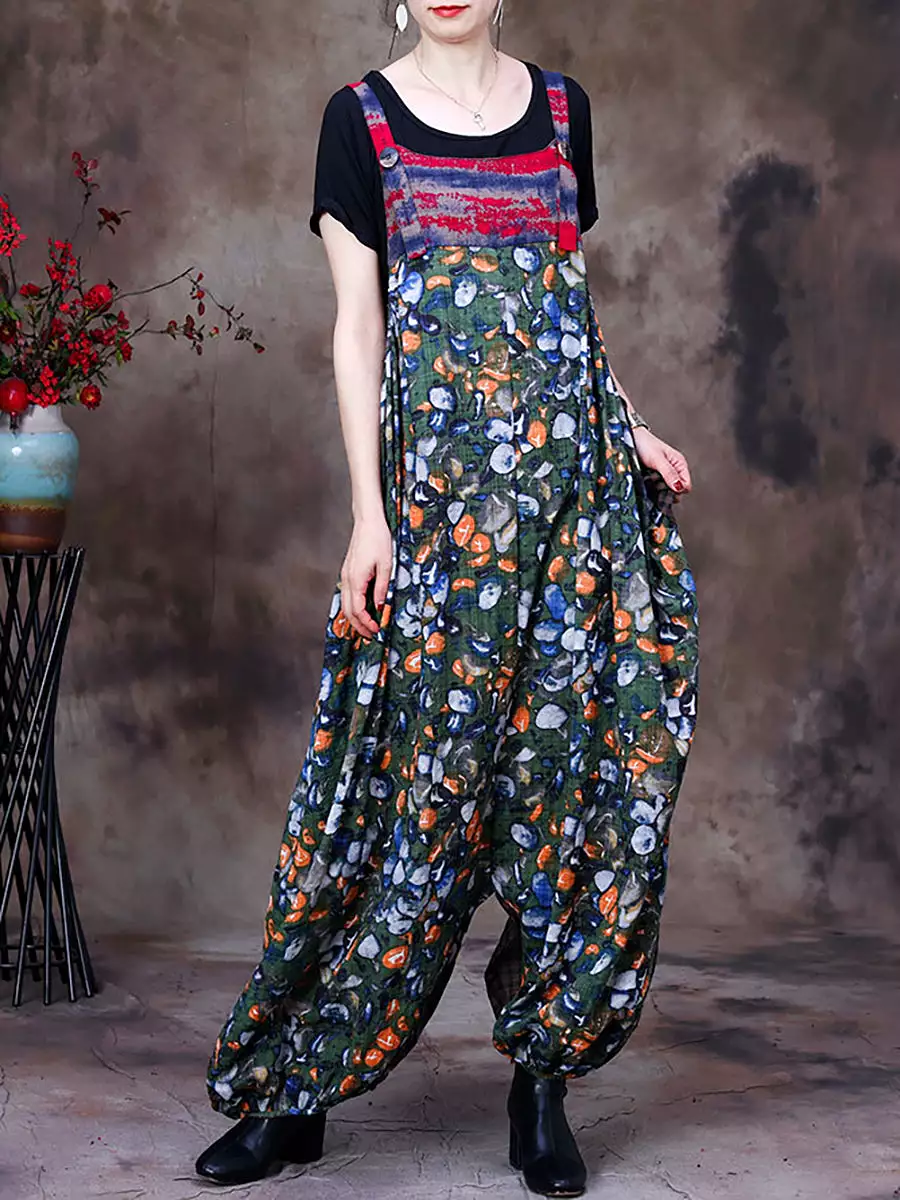 Summer Vintage Floral Women Retro Jumpsuit