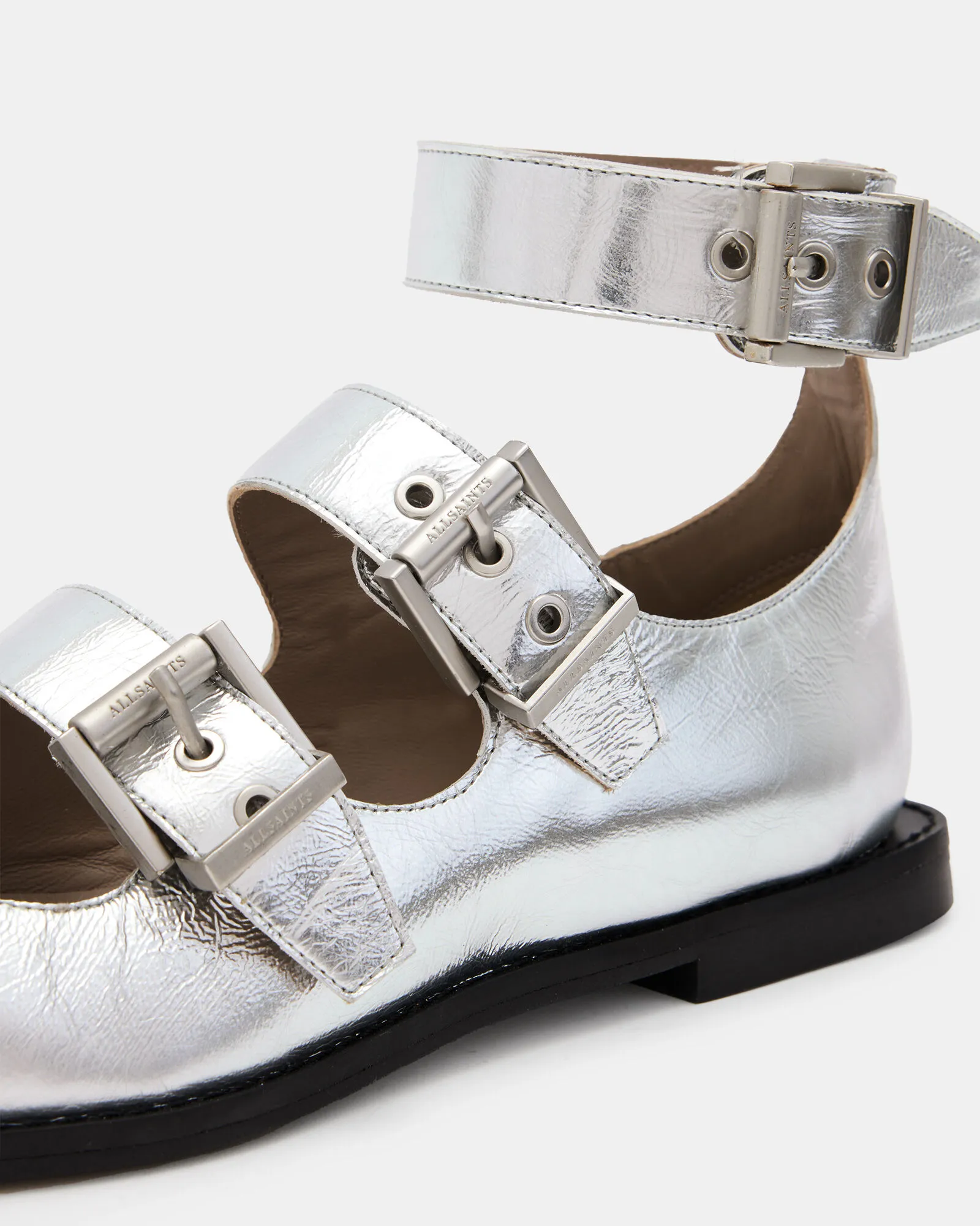 Susan Buckle Metallic Leather Shoes