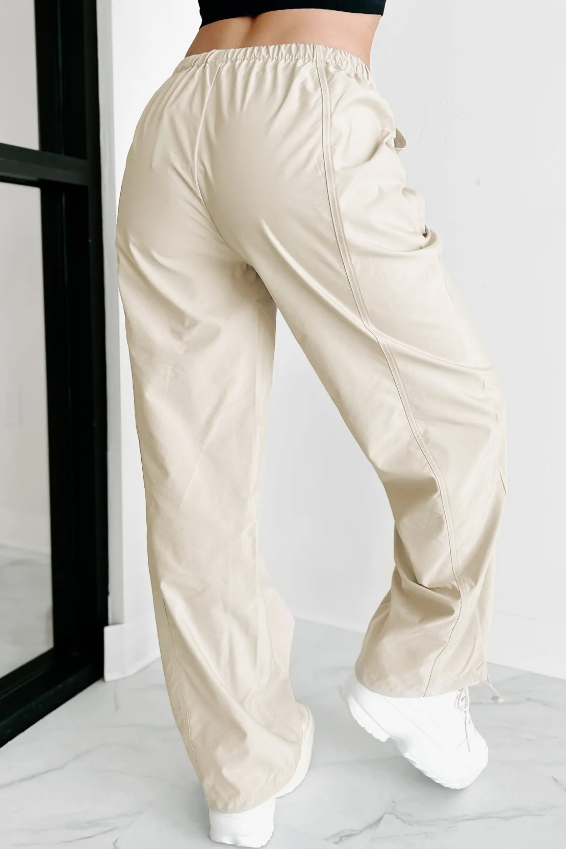 Taking Time Wide Leg Drawstring Pants (Taupe)