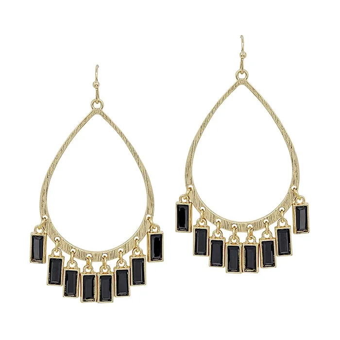 Teardrop Earrings with Rectangle Crystals