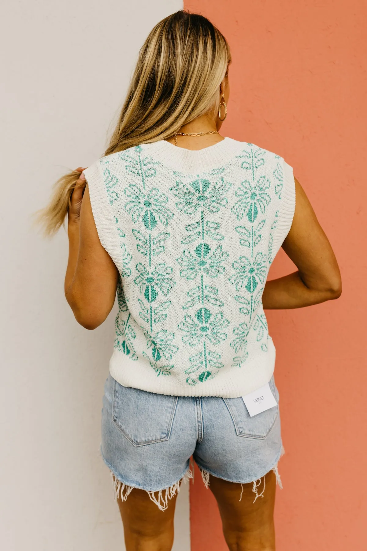 The Aisha Floral Sleeveless Sweater Top