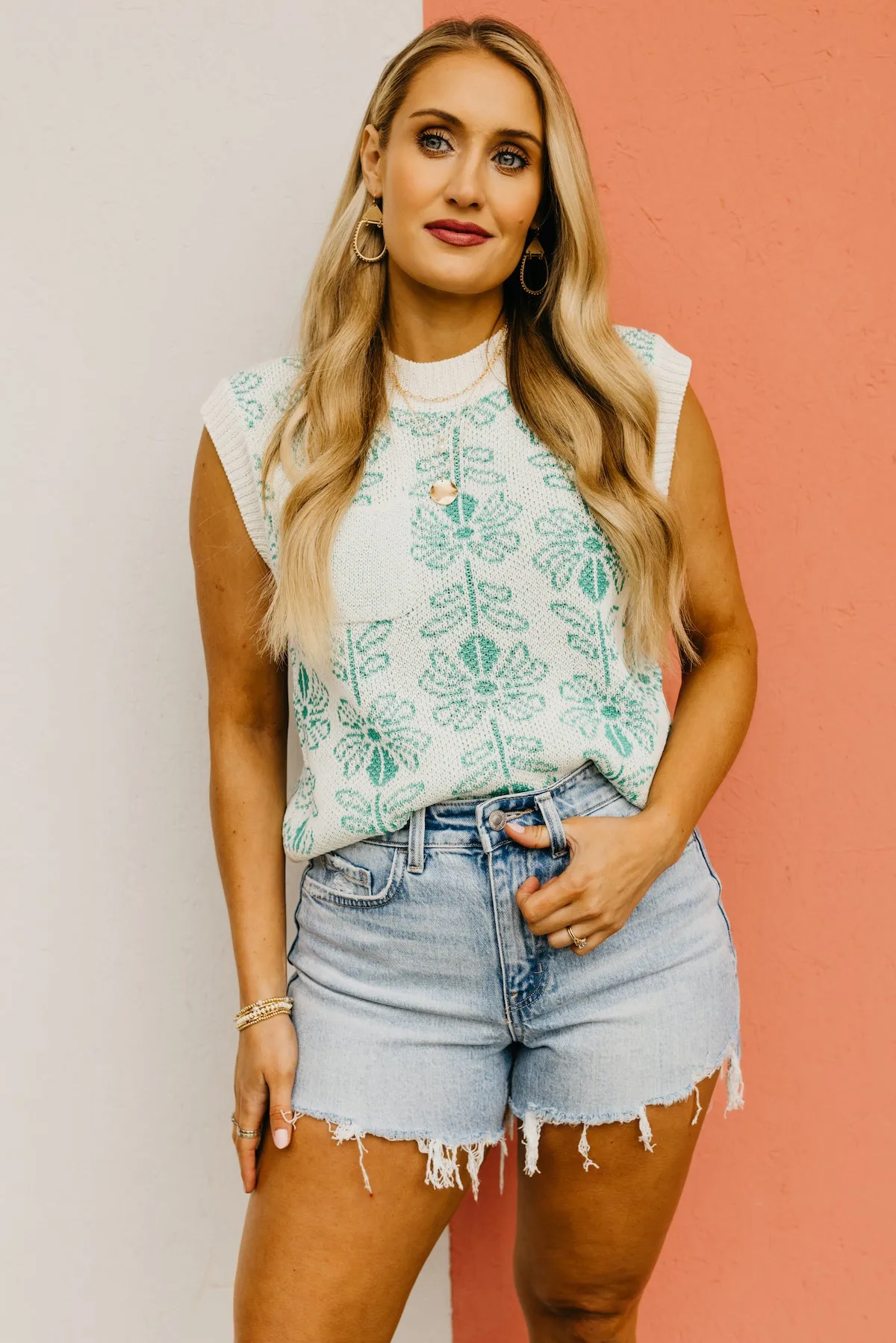 The Aisha Floral Sleeveless Sweater Top