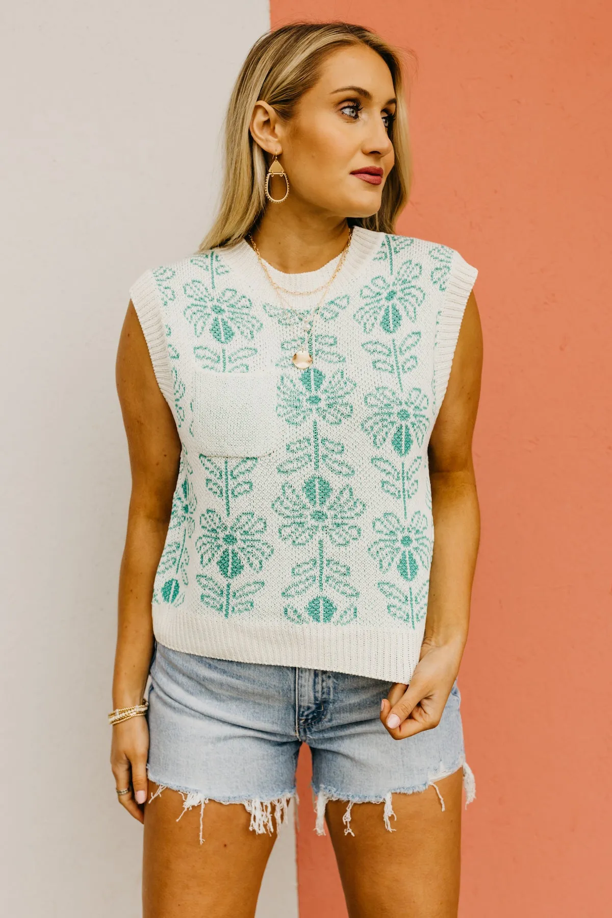 The Aisha Floral Sleeveless Sweater Top