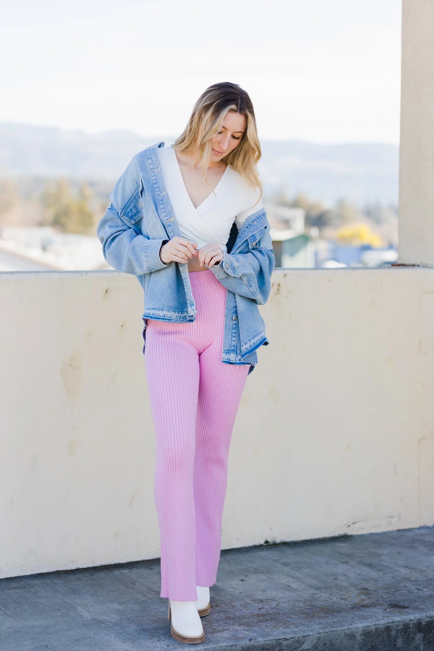 The Perfectly Pink (De)Knit Wide Leg Pants