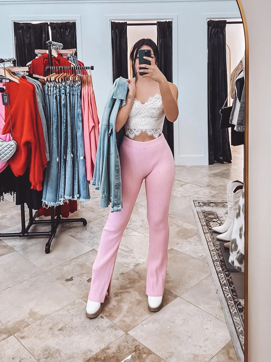 The Perfectly Pink (De)Knit Wide Leg Pants