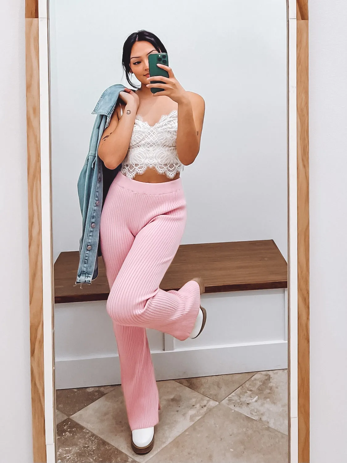 The Perfectly Pink (De)Knit Wide Leg Pants