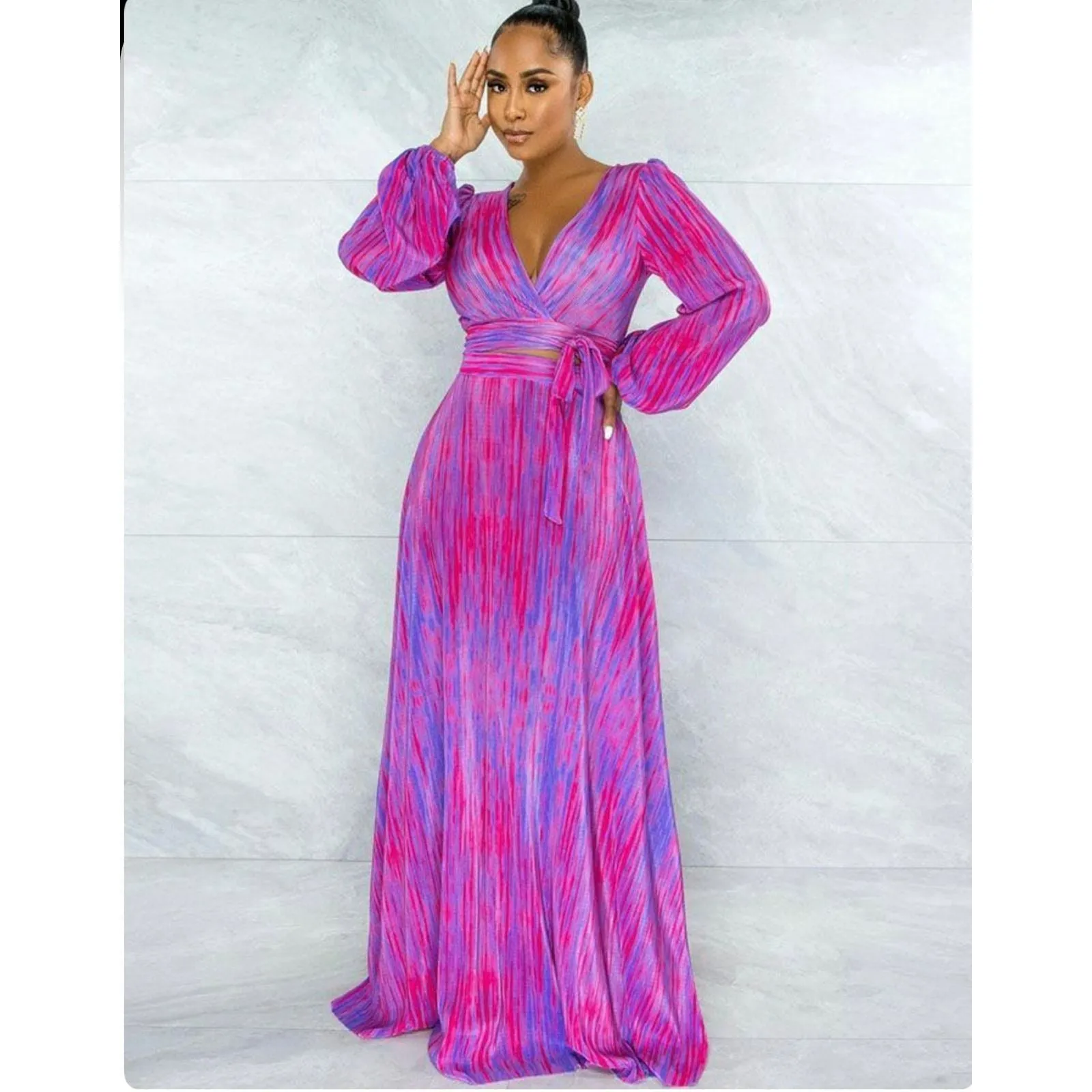 Tie-dye Printed Maxi Asymmetrical Set