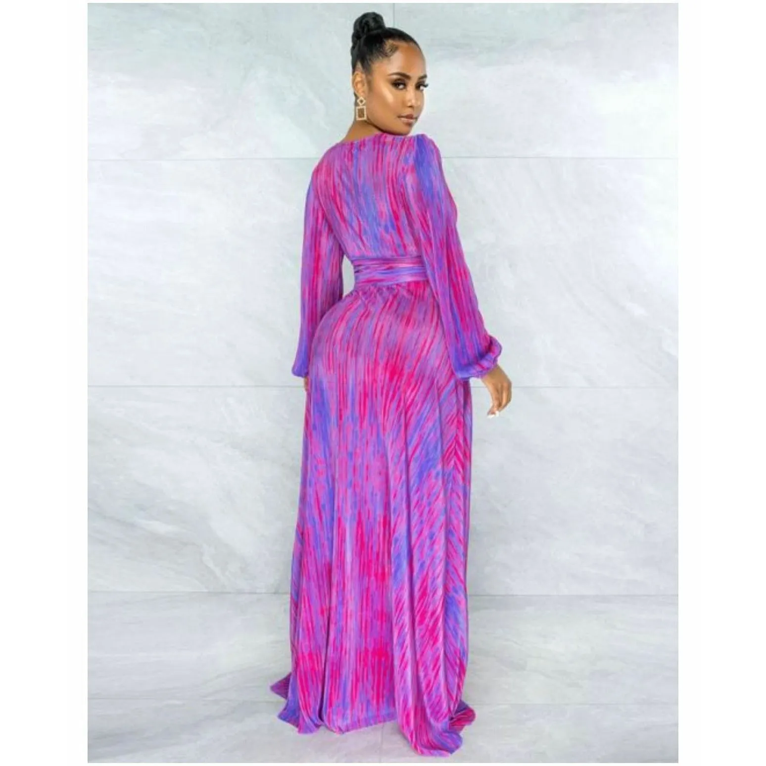 Tie-dye Printed Maxi Asymmetrical Set