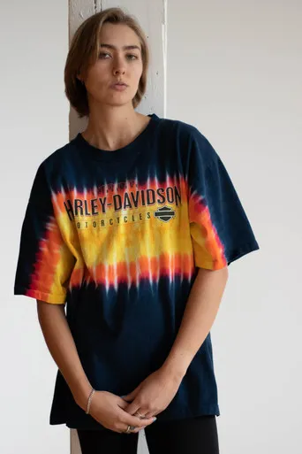 Tie Dye Stripe Harley Davidson Shirt