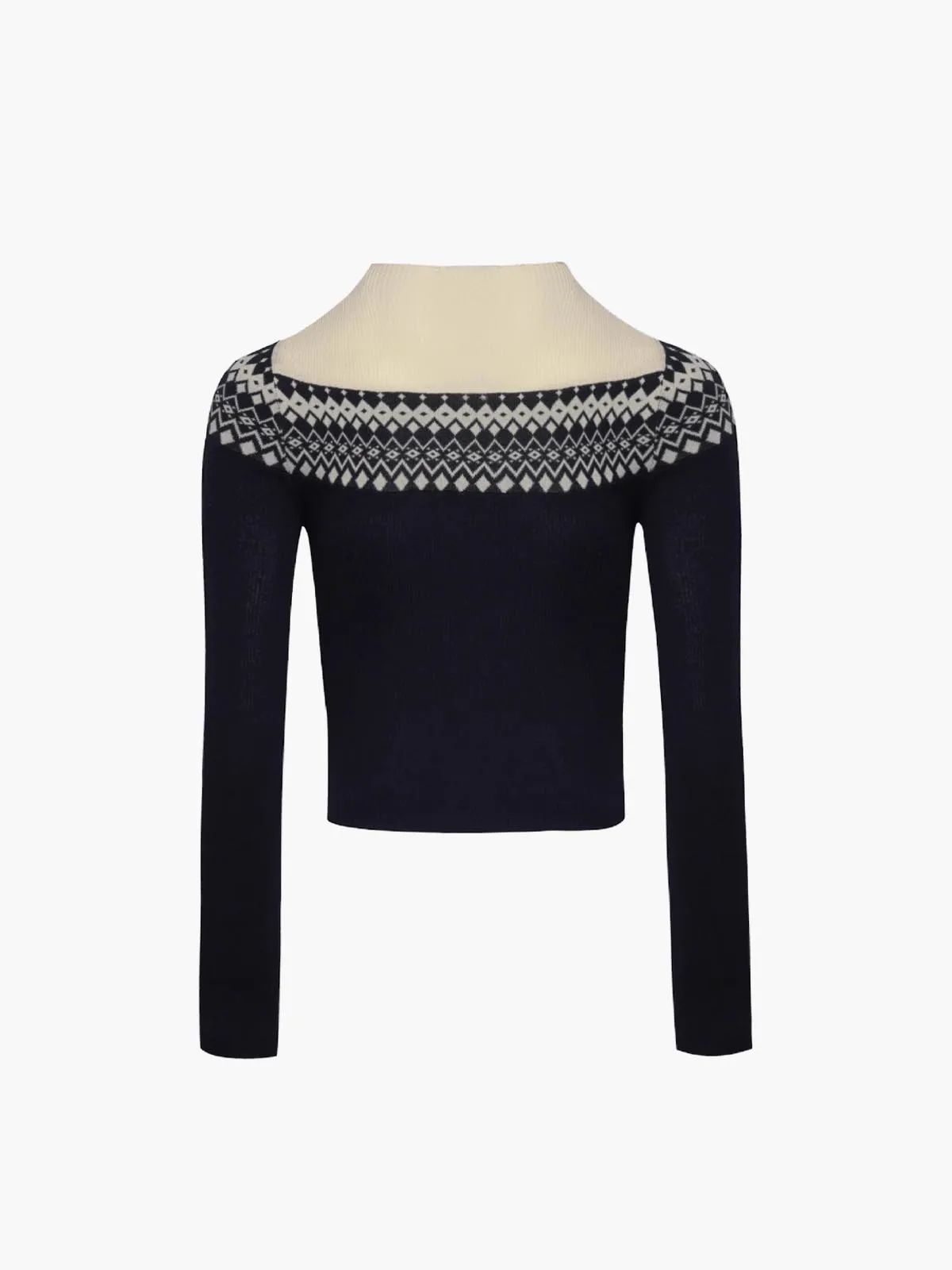 Two Tone Cutout Slim Sweater