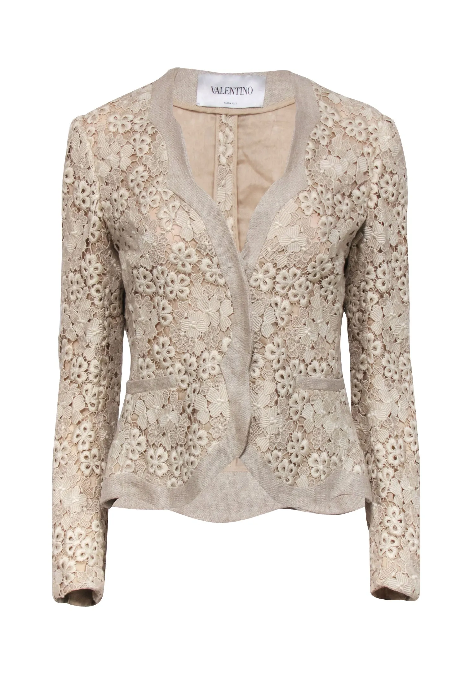 Valentino - Beige Lace Vintage Blazer Sz 8