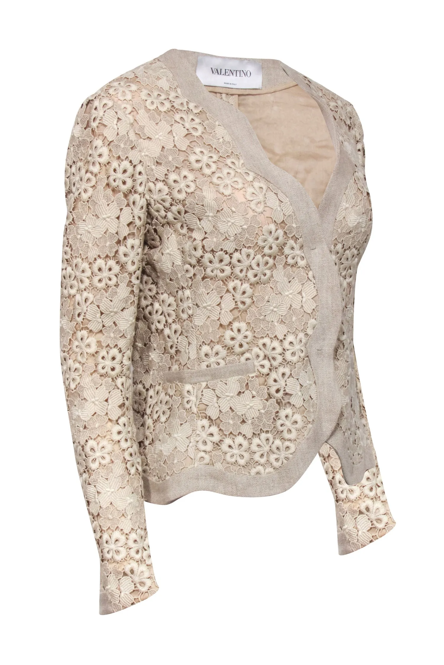 Valentino - Beige Lace Vintage Blazer Sz 8