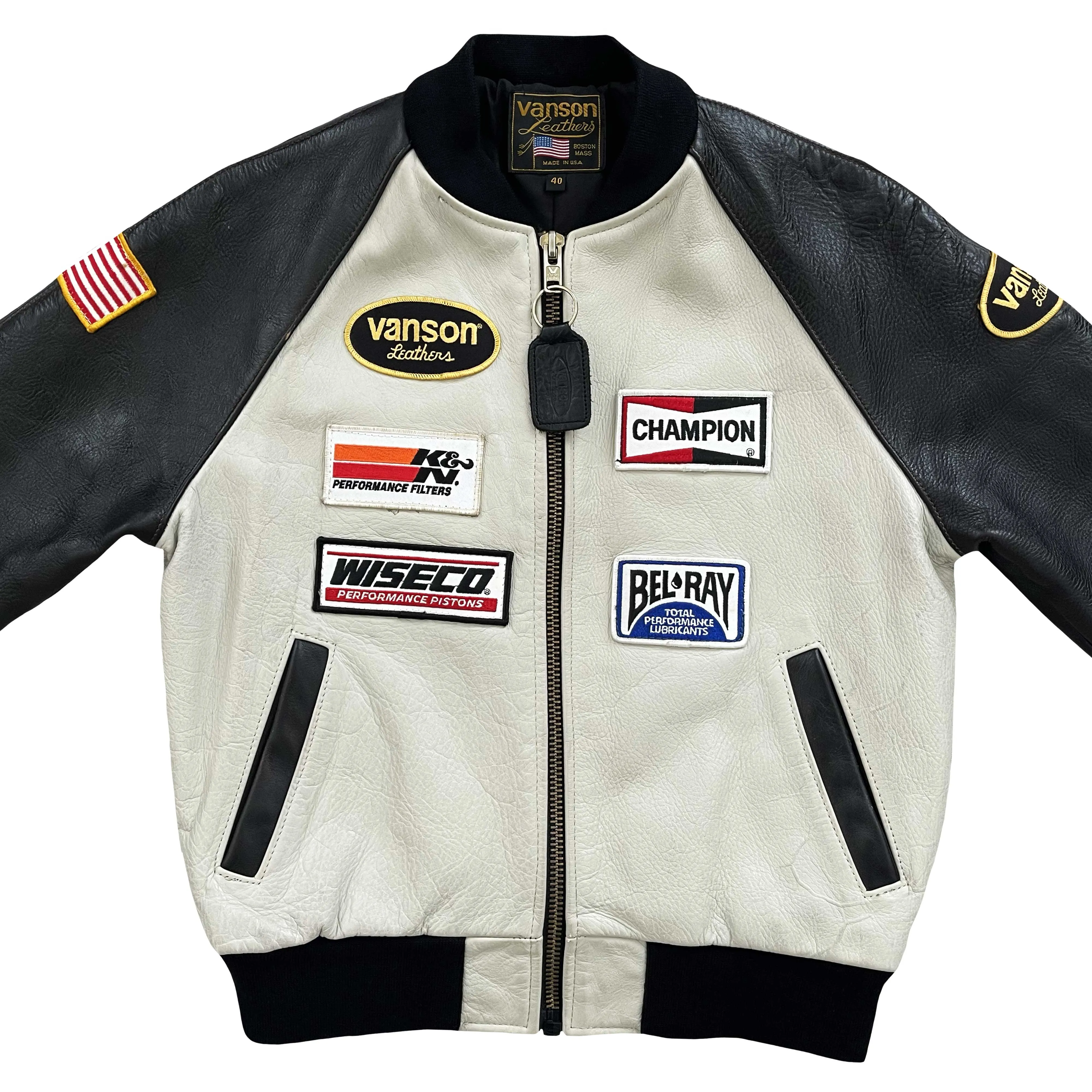 Vanson Leathers Race Team Leather Bomber Jacket - M