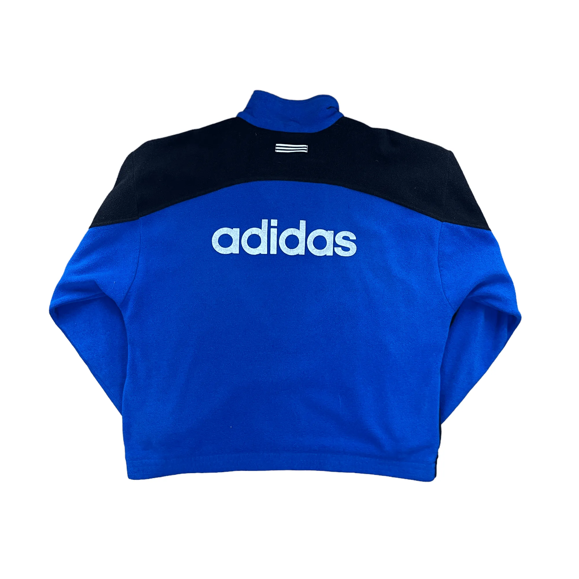 Vintage 90s Blue, Black + White Adidas Quarter Zip Fleece - Extra Large