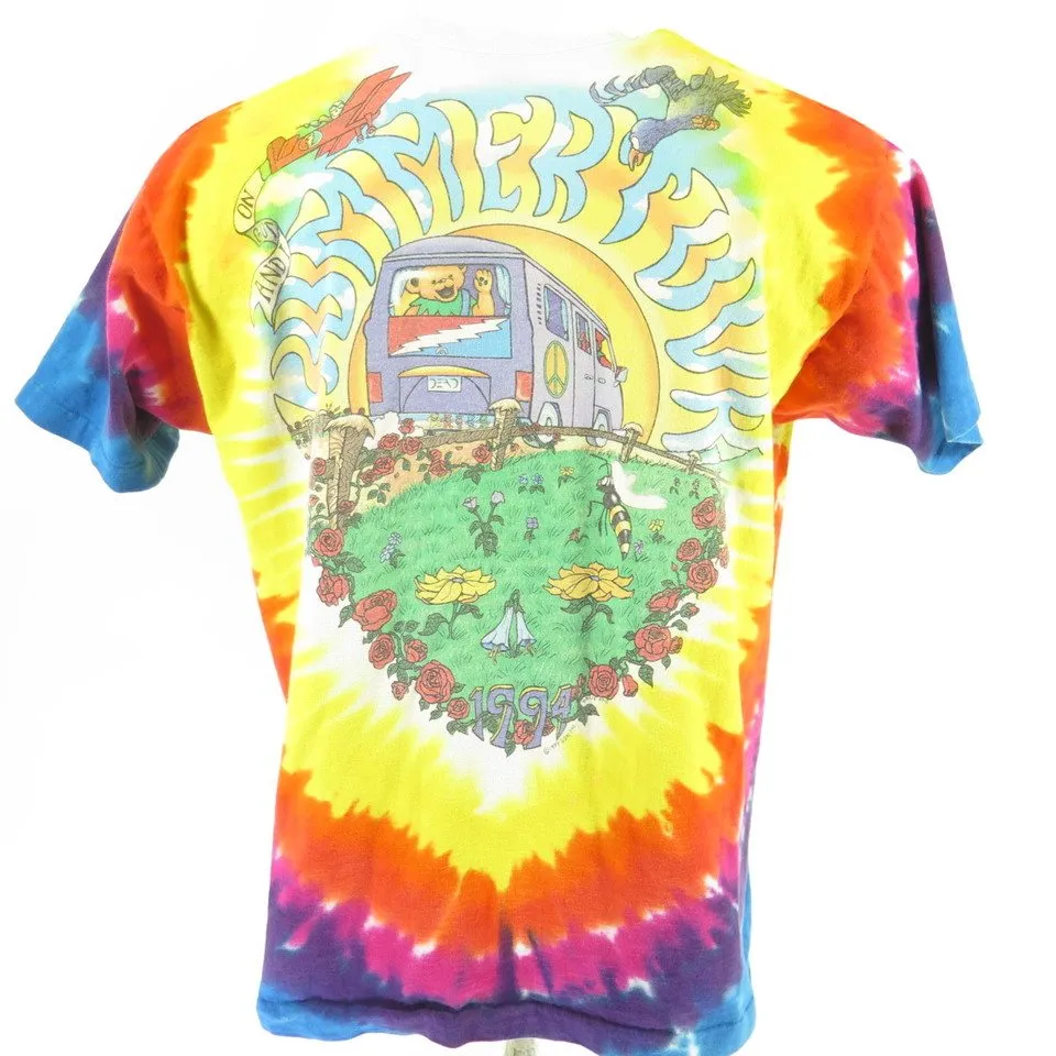 Vintage 90s Grateful Dead Band T-Shirt XL Tour Liquid Blue Dead Bears Tie Dye