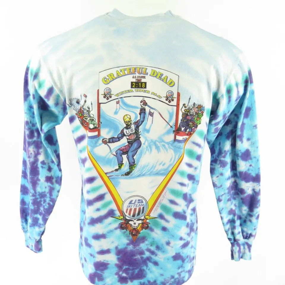 Vintage 90s Grateful Dead T-Shirt L Tie Dye US Ski Team Winter Tour