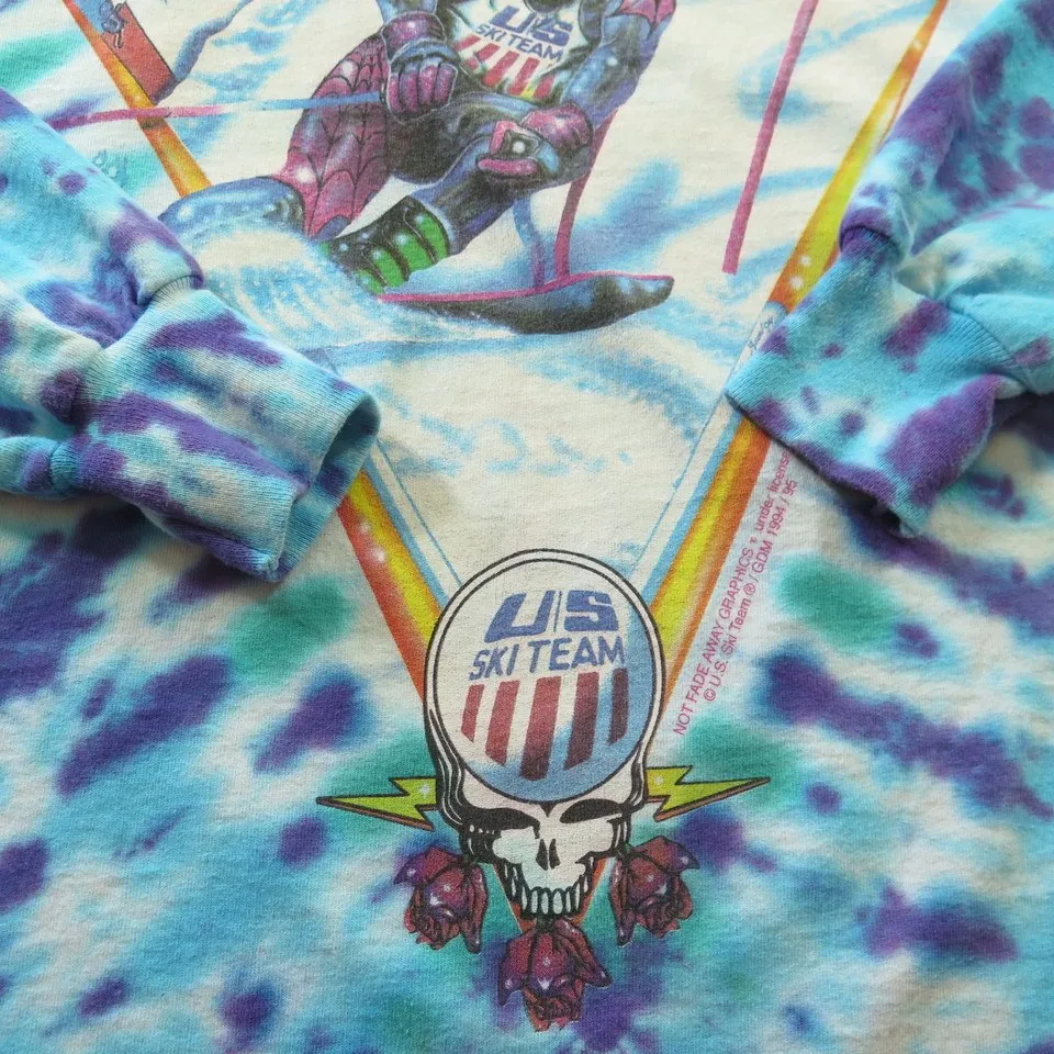 Vintage 90s Grateful Dead T-Shirt L Tie Dye US Ski Team Winter Tour