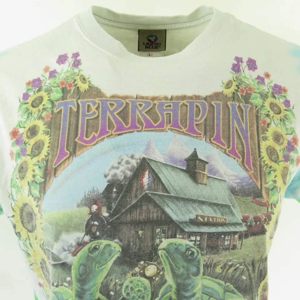 Vintage 90s Grateful Dead Terrapin Station T-Shirt L Tie Dye Skull Turtle Band