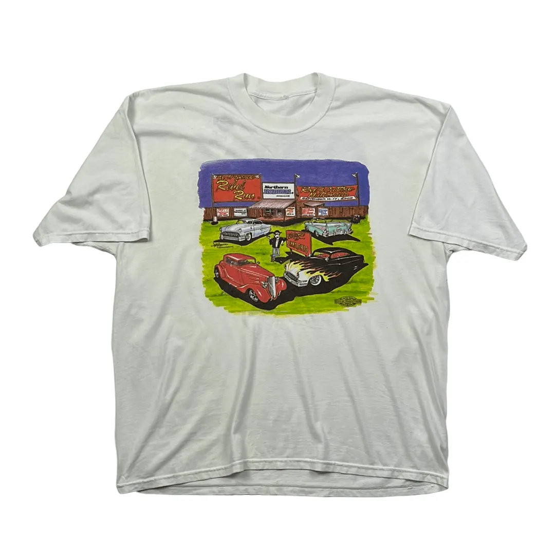 Vintage 90s White Racing Tee - Extra Large