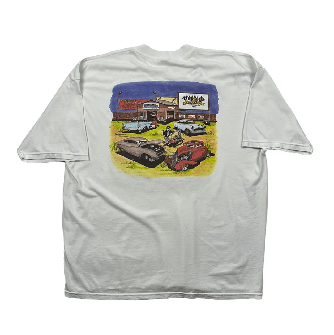 Vintage 90s White Racing Tee - Extra Large