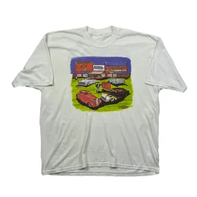 Vintage 90s White Racing Tee - Extra Large