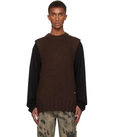 We11done Brown Sleeveless Sweater