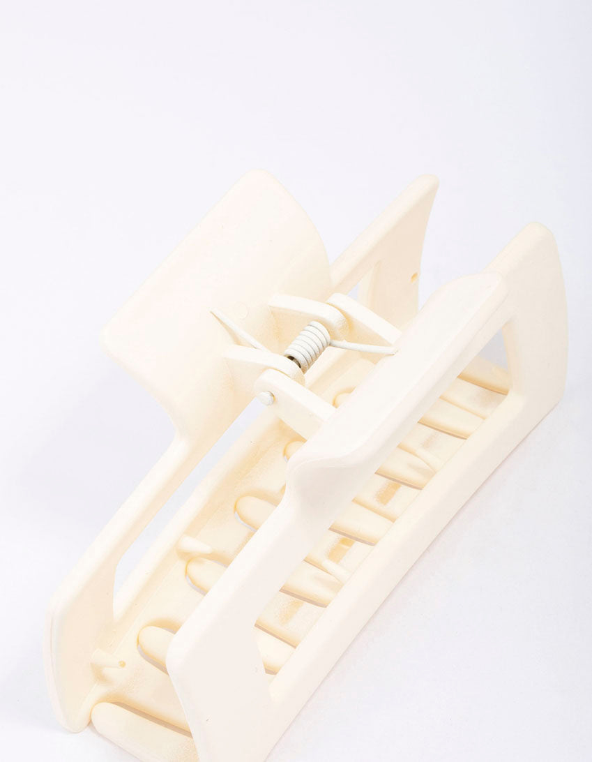 White Large Rectangular Hair Claw Clip