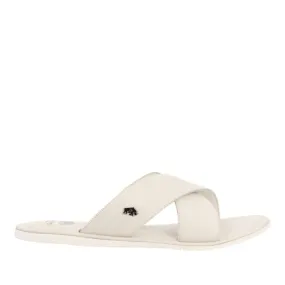 WHITE LEATHER SANDALS WITH CROSS STRAP FOR MEN OROSH