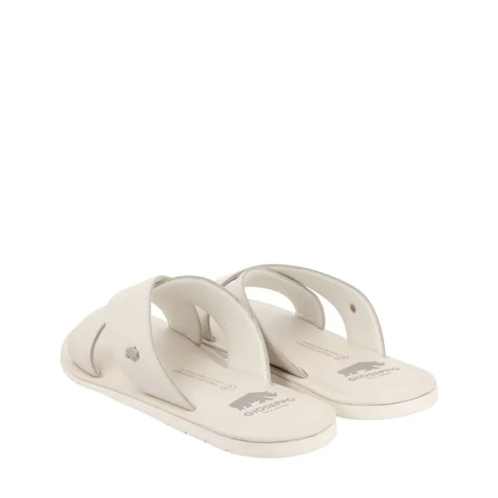 WHITE LEATHER SANDALS WITH CROSS STRAP FOR MEN OROSH