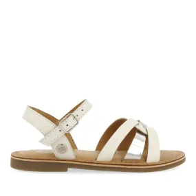 WHITE LEATHER SANDALS WITH METALLIC DETAILS FOR GIRL AND BOY NICOLOSI