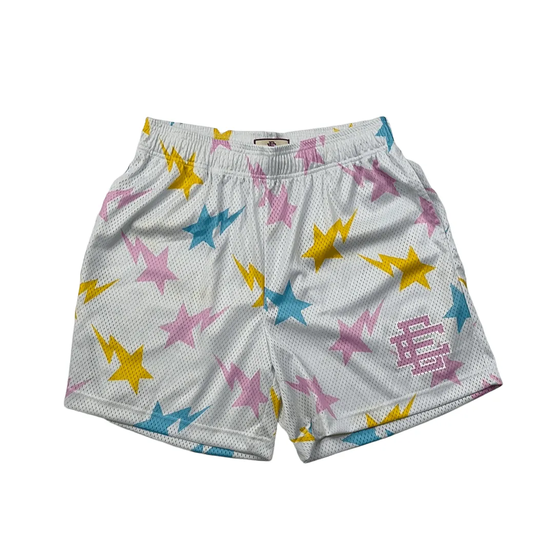 White, Pink, Blue + Yellow Eric Emmanuel BAPESTA Shorts - Large