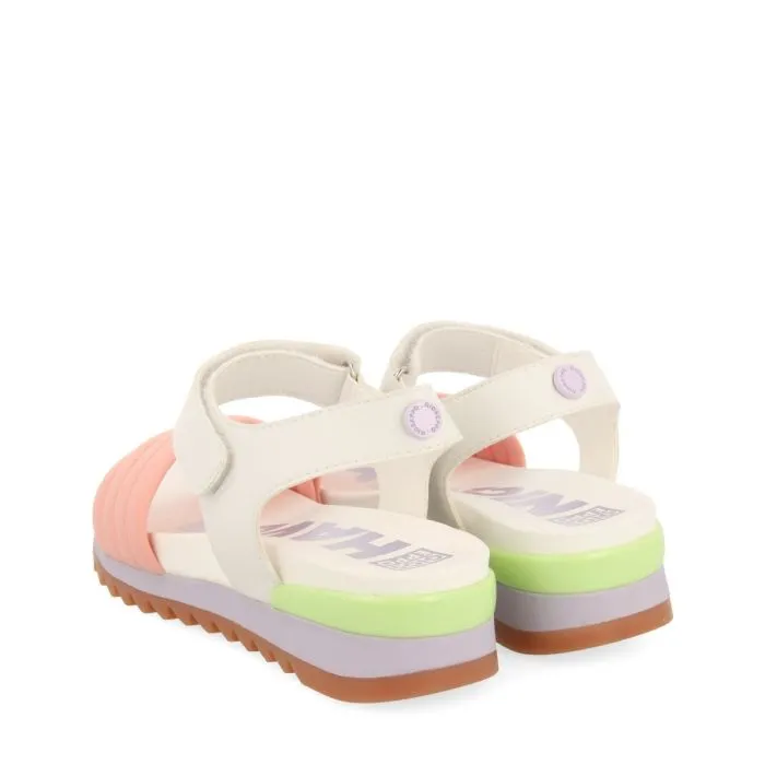 WHITE SPORTS SANDALS WITH MULTICOLOR DETAILS FOR GIRL AND BOY CLAPIERS