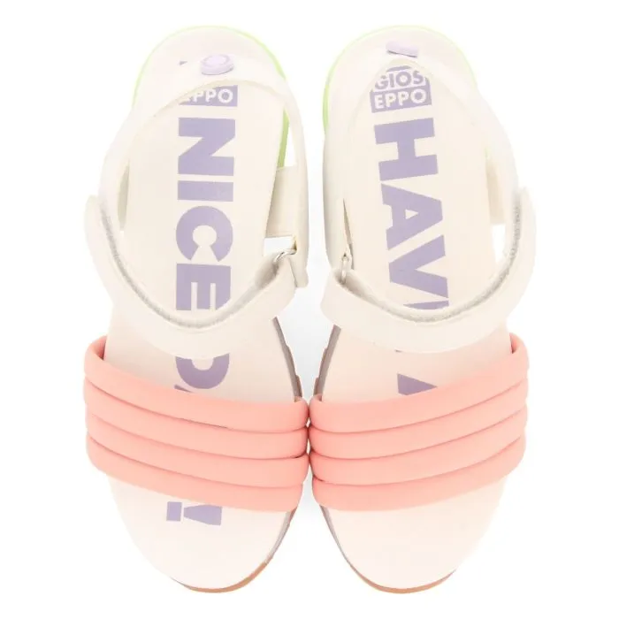 WHITE SPORTS SANDALS WITH MULTICOLOR DETAILS FOR GIRL AND BOY CLAPIERS