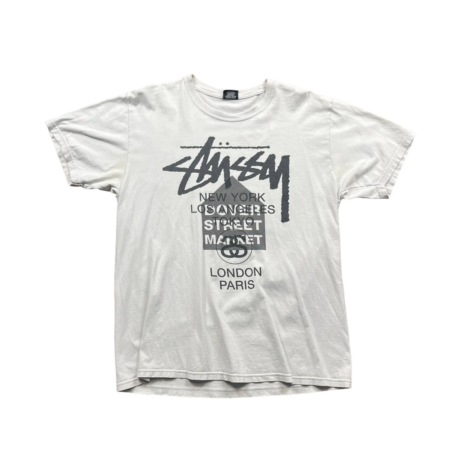 WHITE STUSSY X DOVER STREET MARKET (DS TEE - LARGE