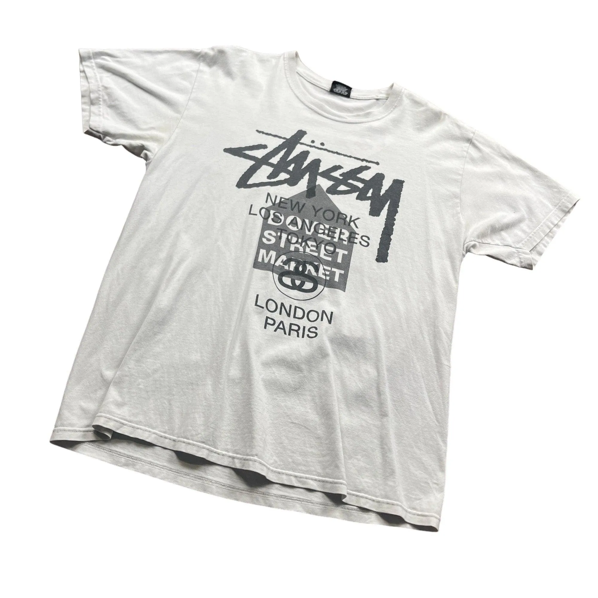 WHITE STUSSY X DOVER STREET MARKET (DS TEE - LARGE