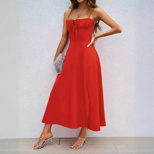 Women's Swing Dress Slit Dress Elegant Sexy Strap Backless Sleeveless Solid Color Maxi Long Dress Holiday Cocktail Party