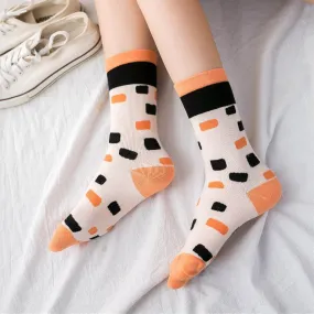 Women's Morocco Lattice Floret Stripe Dots Expression Checkered Soft Socks