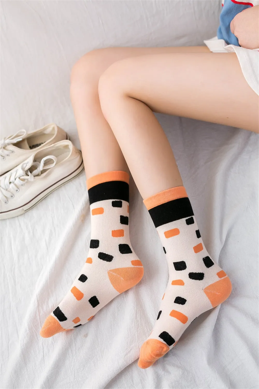 Women's Morocco Lattice Floret Stripe Dots Expression Checkered Soft Socks