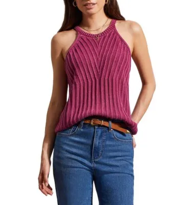 Women's Tribal Halter Sleeveless Pullover Sweater