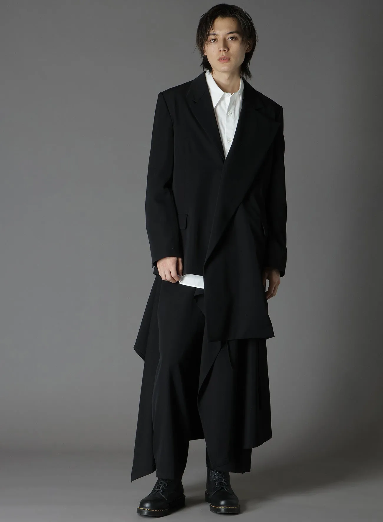 WOOL GABARDINE ASYMMETRICAL JACKET