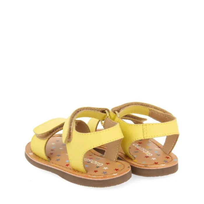 YELLOW LEATHER SANDALS WITH FANTASY PRINT FOR BABY HIMARE