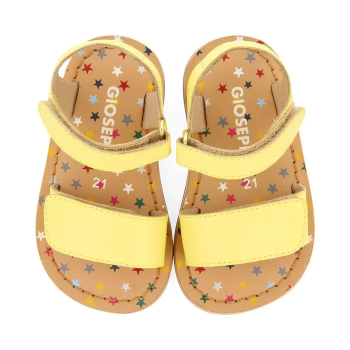 YELLOW LEATHER SANDALS WITH FANTASY PRINT FOR BABY HIMARE